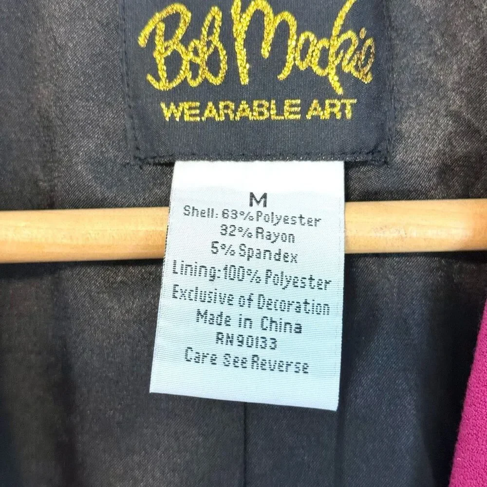 Bob Mackie Wearable Art Fuschia Beaded Blazer Size Medium - Picture 6 of 14